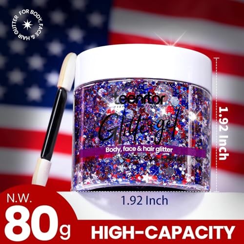 Teenitor 80g Body Glitter Face Gel - Red/White/Blue gallery