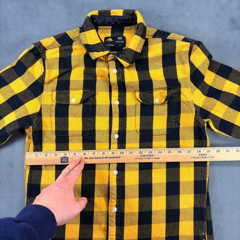 Emerica HSU Skateboarding Flannel Button Up Shirt Men's Medium Black/Yellow gallery