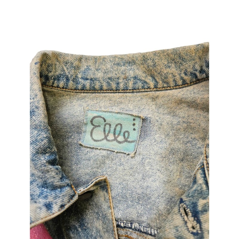 Vintage 90s Hand Painted Cat Jean Jacket Distressed Art To Wear Acid Wash Boho gallery