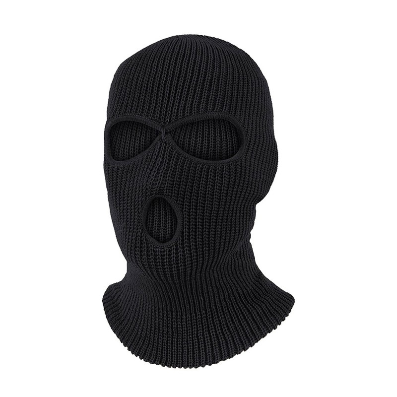 Winter Ski Mask 3 Hole Knitted Skull Balaclava Beanie Hat Men Outdoor Sports Cap
