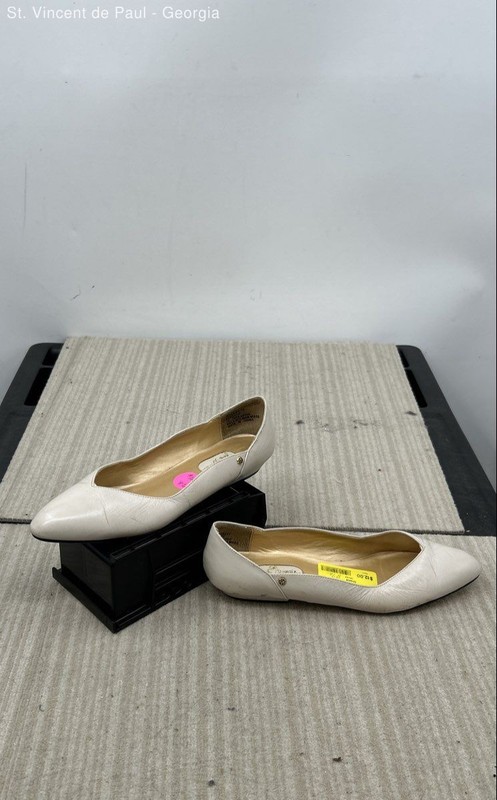 John Romain White Solid Mary Jane Flat Women 8.5