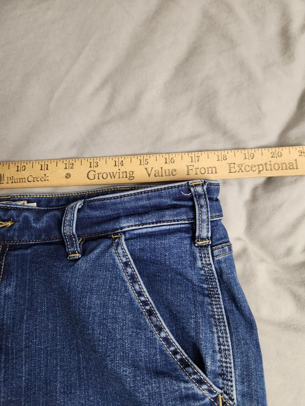 Carhartt Double Knee Rugged Flex Jeans Womens Sz 14 Short Medium Wash 103915 421 gallery