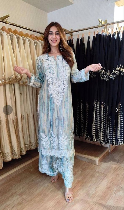 Sky Blue Rayon Kurta Palazzo Set Embroidered Ethnic Suit Summer Wear For Women gallery