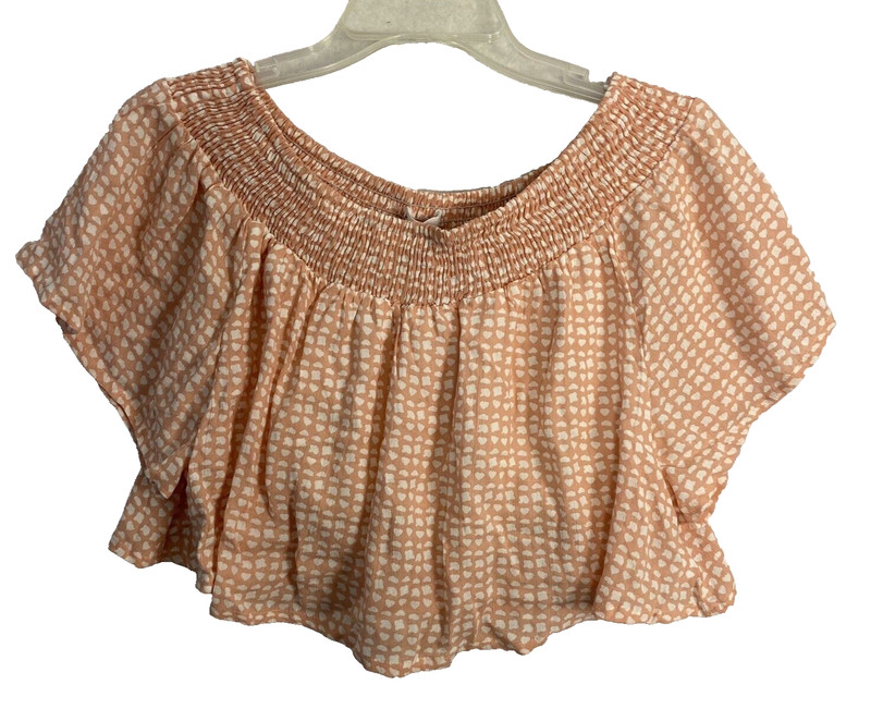 Juniors Crop Top Flowy Stretch Lined Geometric size M Peach NWT