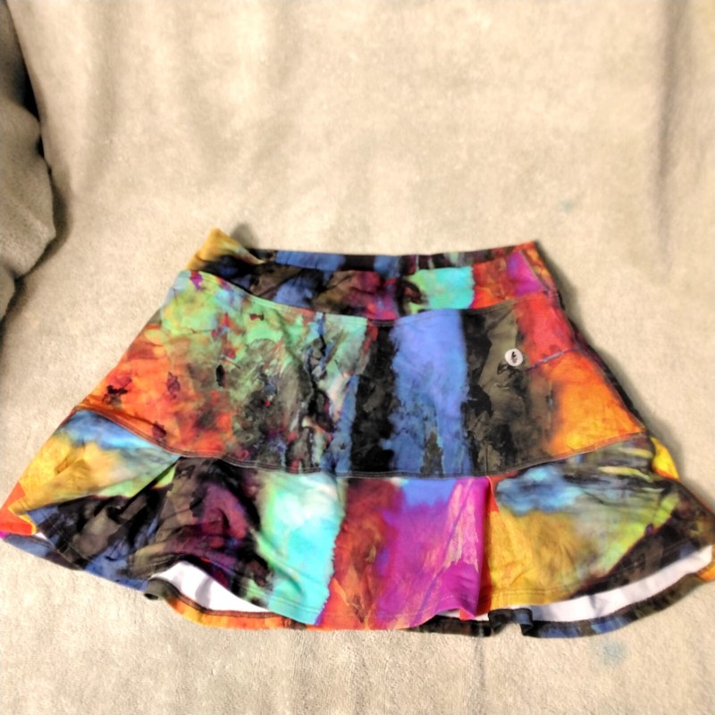 Dona Jo Skirt Skort Womens Size 2 Colorful Tie Dye Pleated Pockets Pull On