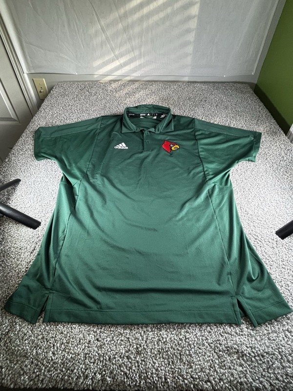 adidas Men’s XL Green AEROREADY Moisture Wicking Polo Louisville Cardinals
