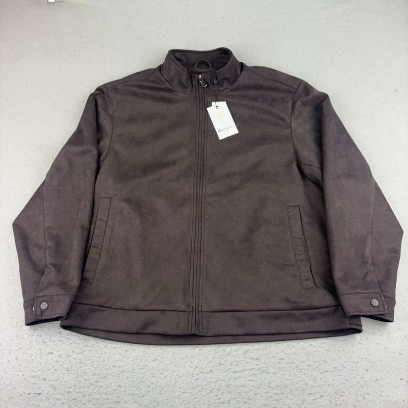 Robert Graham Jacket Mens XL Brown Microsuede Full Zip Lined Long Sleeves NWT