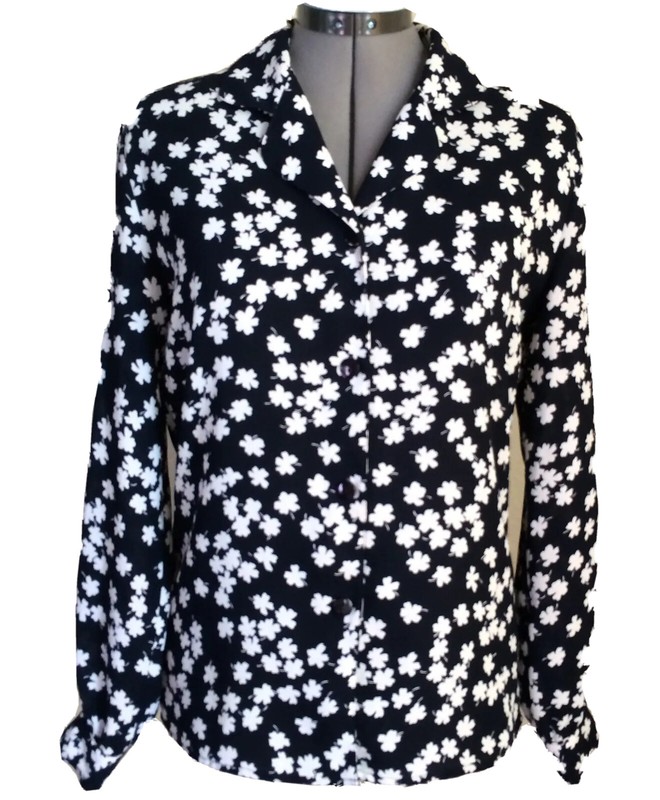 Womens LIZ CLAIBORNE Semi Sheer Navy & White Long Sleeved Blouse Size 4