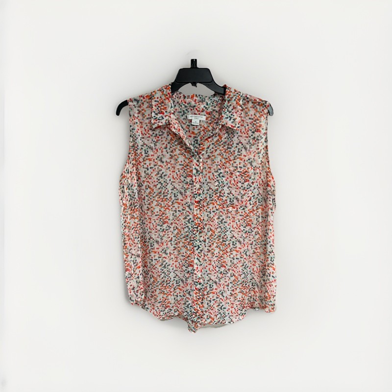 Liz Claiborne womens blouse shirt top orange designer sleeveless 2X sheer C78