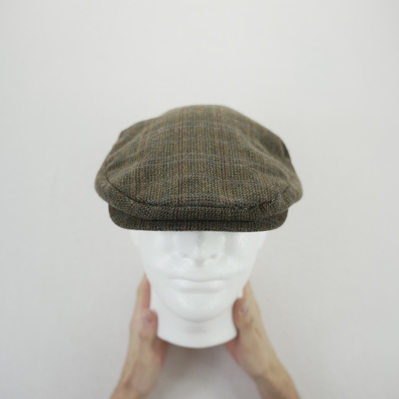 Stetson Mens 150th Anniversary Wool Flat Cap Brown Plaid Ivy Driving Hat XL
