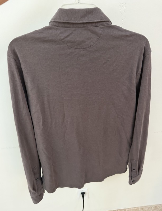 Banana Republic Luxury Touch Men's M Gray Solid Long Sleeve Button-Down Shirt gallery