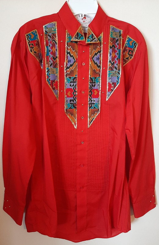 RARE Vintage Maximize Accessorize Native American Indian Dress Shirt- MED–MINT!