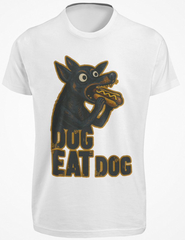 Dog Eat Dog World T SHIRT They’re Eating The Hot Dog George Orwell 1984 OBEY TEE
