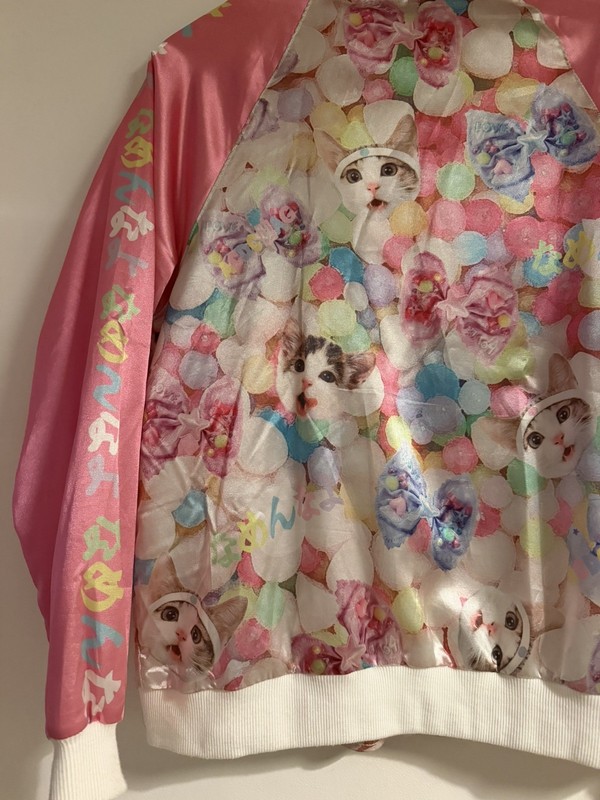 ACDC RAG x Namenna yo Harajuku Bomber Jacket Kawaii Kitten Sukajan Pink Rare gallery