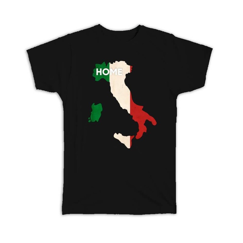 Italy Home MAP Flag Italian Black T-shirt
