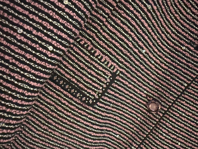 Tawny Women’s Black/Pink/White Striped Lined Short Button Blazer Jacket, Size S