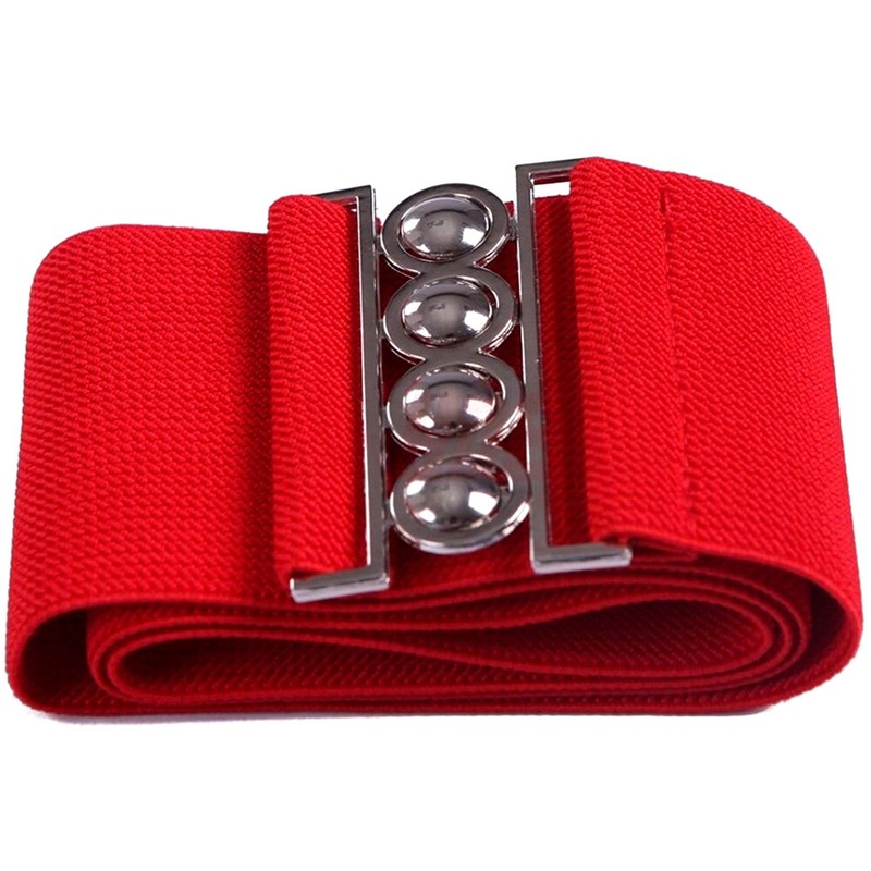 Womens Fashion Elastic Cinch Belt 3" Wide Stretch Waist Band Clasp Buckle gallery