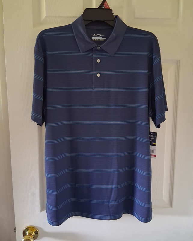 Ben Hogan Performance Men’s Moisture Wicking Stretch UPF Polo Blue Stripe S