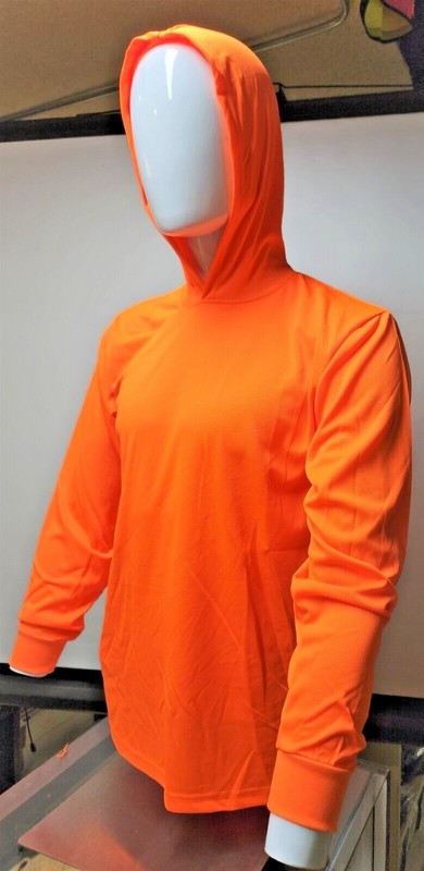 Hi Vis Long Sleeve Safety Shirt With Hoodie, Quick Dry Polyester Birdeye mesh