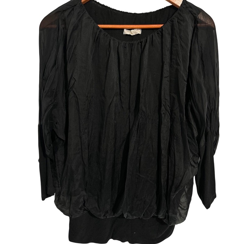 GUSY Unique Black Double Layer Top Tank Under/Sheer Over Women’s Size Medium