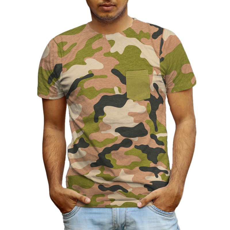 Beautiful Giant Men’s Fashion Camo T-Shirt Crew Neck Sport Wear Woodland for Gym