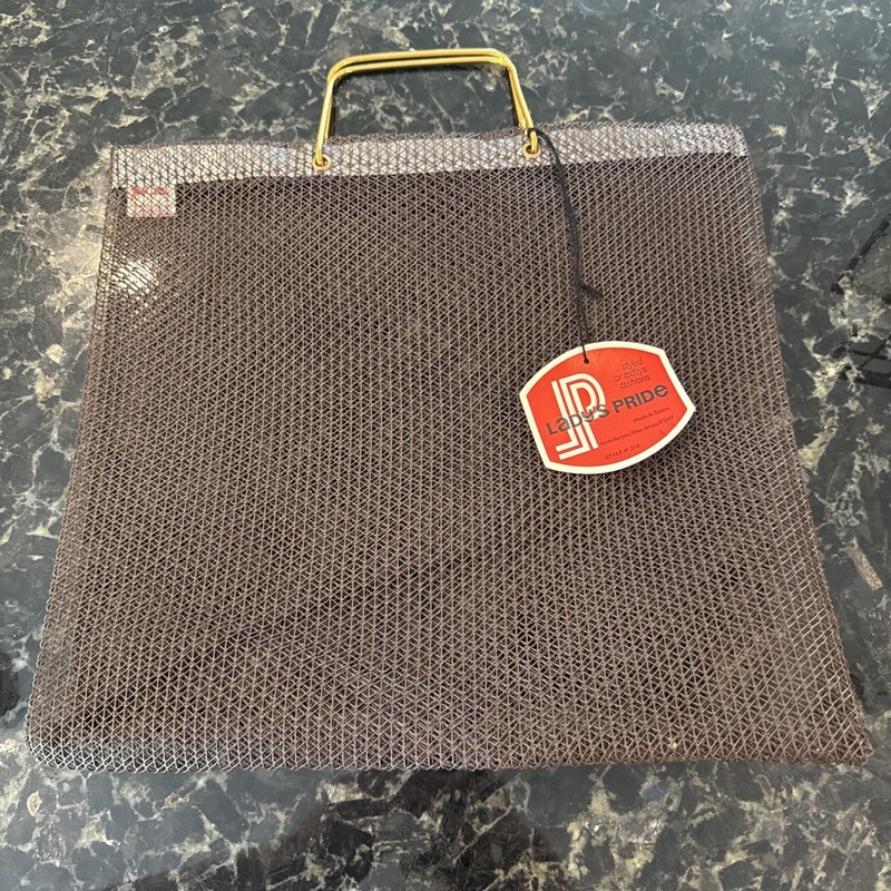 Vtg Lady’s Pride Shopper Bag Tote Brown Mesh Metal Handle 60s 70s Polyethylene
