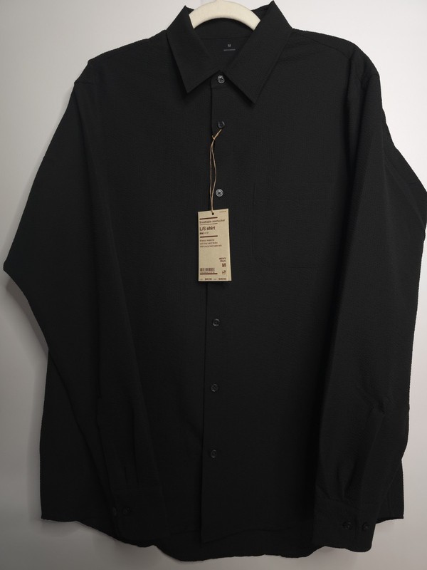 sz M. Muji Long sleeve, button down breathable seersucker Shirt, breeze materia