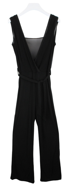 Tricot Chic M201 Jumpsuit Women’s US 10 Belt Stretchy Pull On Black Sleeveless