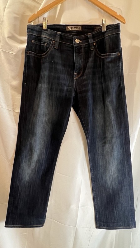34 Heritage Courage Mid-Rise Straight Dark Wash Blue Denim 5-Pocket Jeans