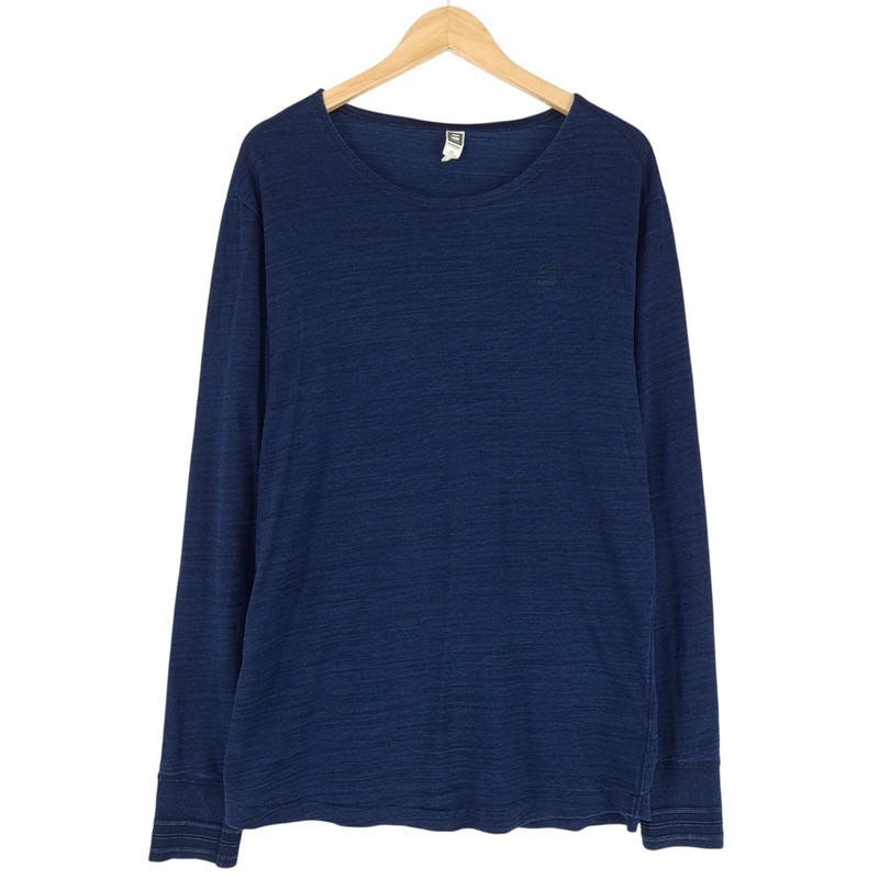 G-Star Herren Pullover Sweater Blau Baumwolle Rundhals Regular Langarm Größe L