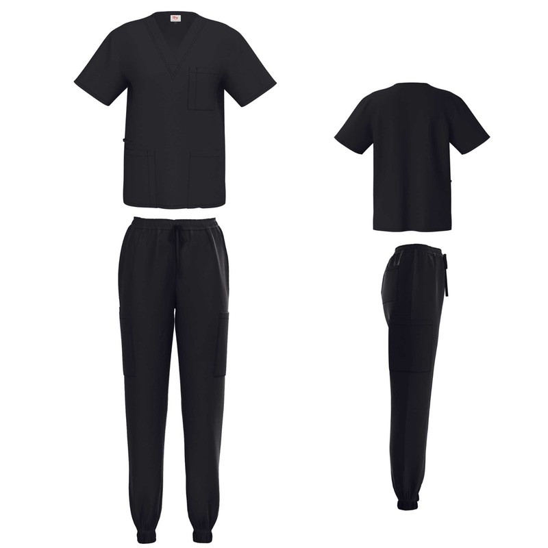 Unisex STRETCH Jogger Scrub Set Solid V-Neck Top Men Women Medical Nurse Uniform gallery