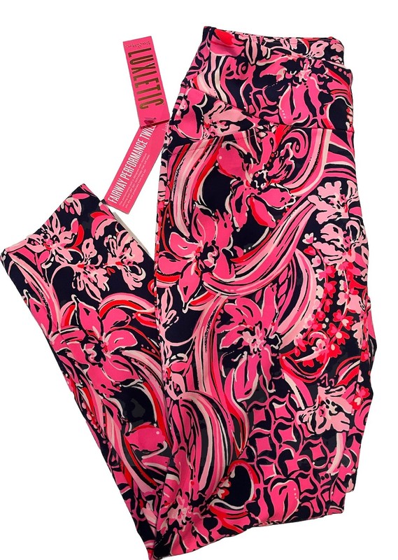 Lilly Pulitzer Luxletic Corso Pants UPF 50+ Low Tide Navy Pink Size 4 NWT