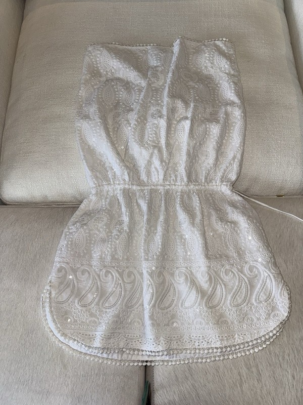Melissa Obadash White Embellished Eyelit Strapless Minidress/Cover-Up Sz. Med