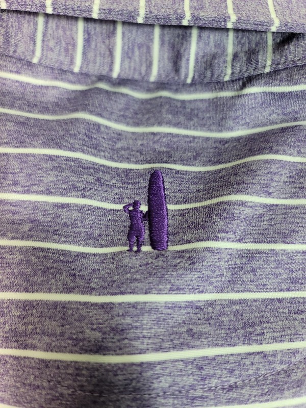 Johnnie-O Newton Mens Golf Polo Shirt Size L Purple Striped JMPO4190 HSU Logo gallery