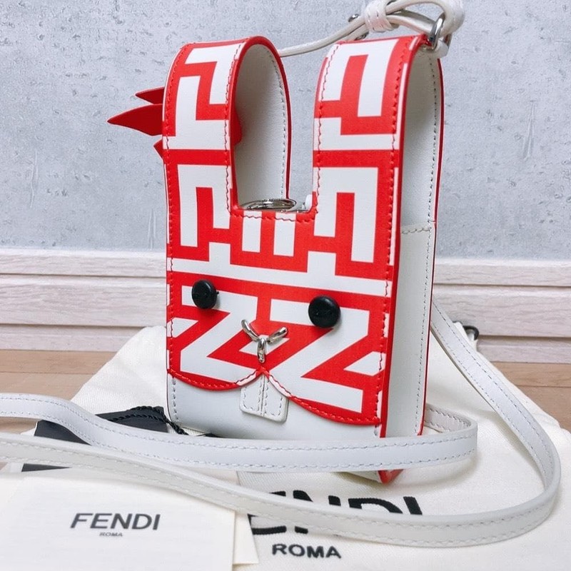 FENDI Marc Jacobs Mini Bustina Bunny Bag Red White Leather