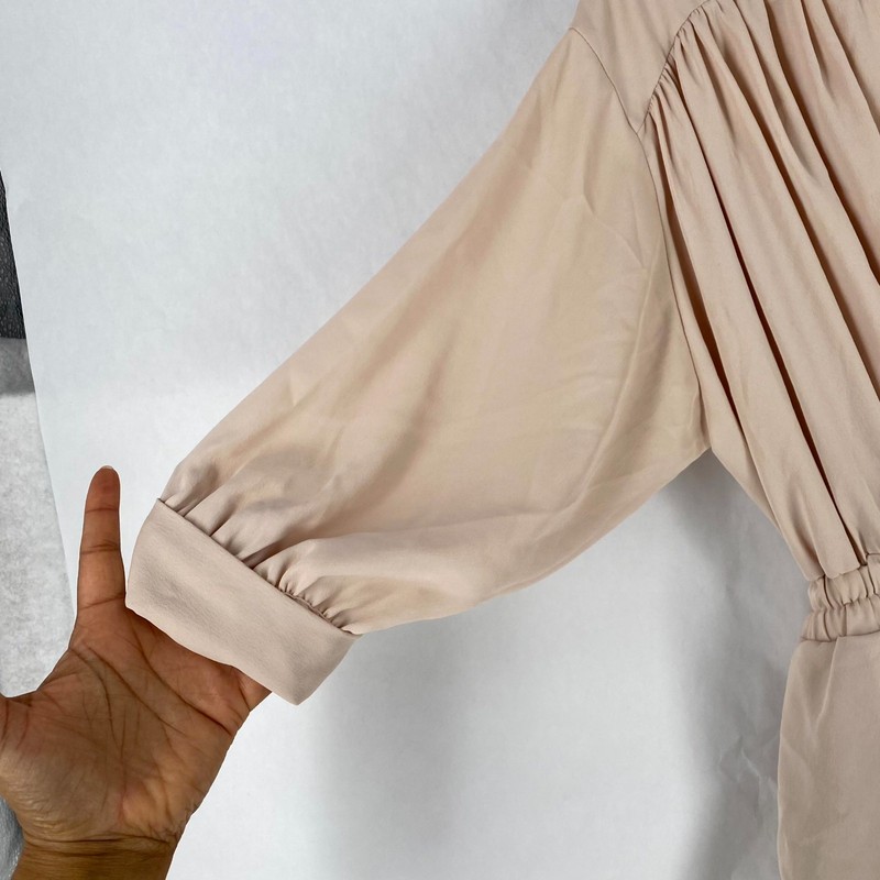 Snidel Elegant Chiffon Belted Romper Women 0 Beige Pleated Cuffed Wrap V Neck gallery