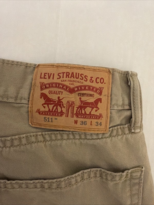 Levi Strauss & Co Mens 511 Khaki Slim Fit Jeans 36 X 34