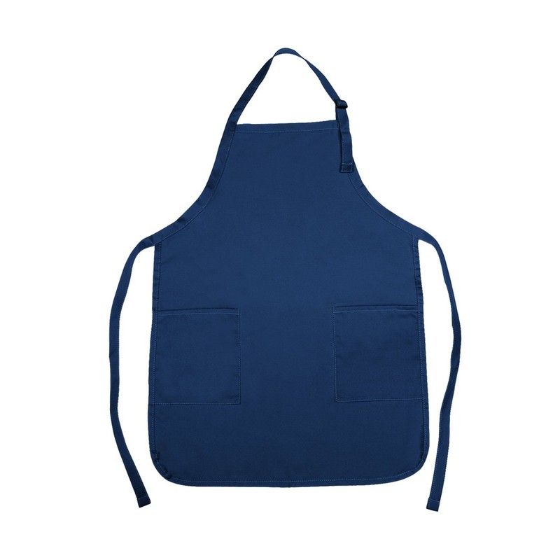 Adjustable Bib Apron Spun Poly-Commercial, Restaurant Kitchen 2 Pocket in Nav...