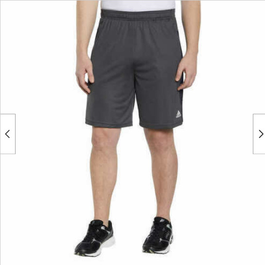 Adidas Active 3 Stripe Drawstring Shorts Zipper Pockets(GREY/NAVY/BLK,SMALL)NWT