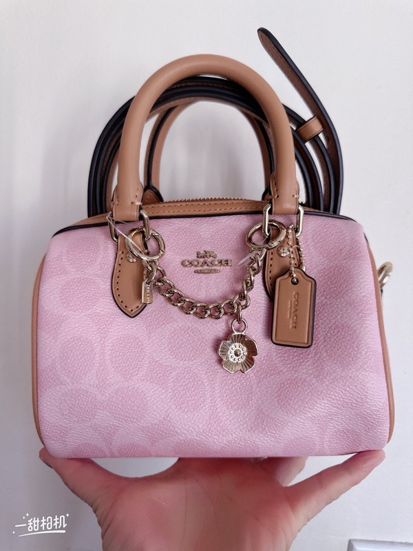 Coach Powder Pink Mini Rowan With Tea Rose Charm Authentic NWT CEK79 IN HAND