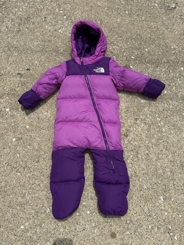 The North Face Nuptse Hooded Down Insulated Full Zip Snowsuit Purple 18-24M