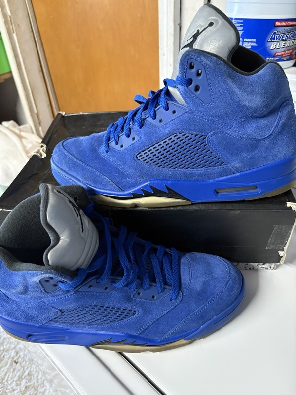 Air Jordan 5 Retro Blue Suede Mens Size 13 With Box Preowned