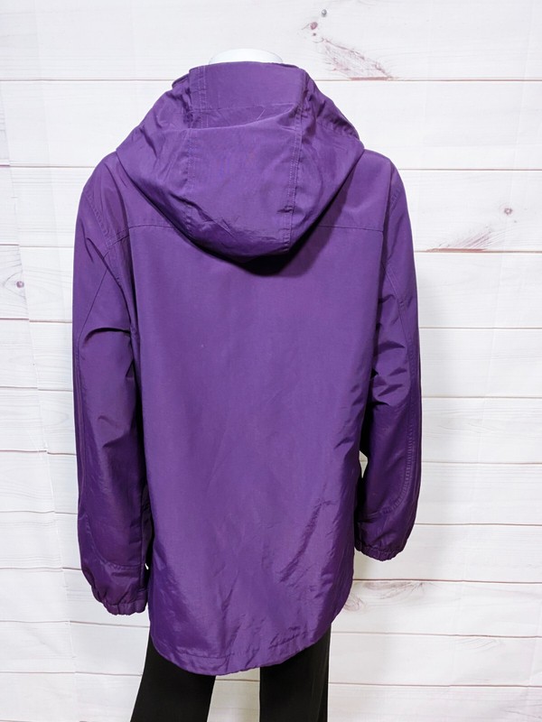 Lands' End Womens Jacket Sz L Purple Full Zip Snap Buttons Hooded Lined Pockets gallery