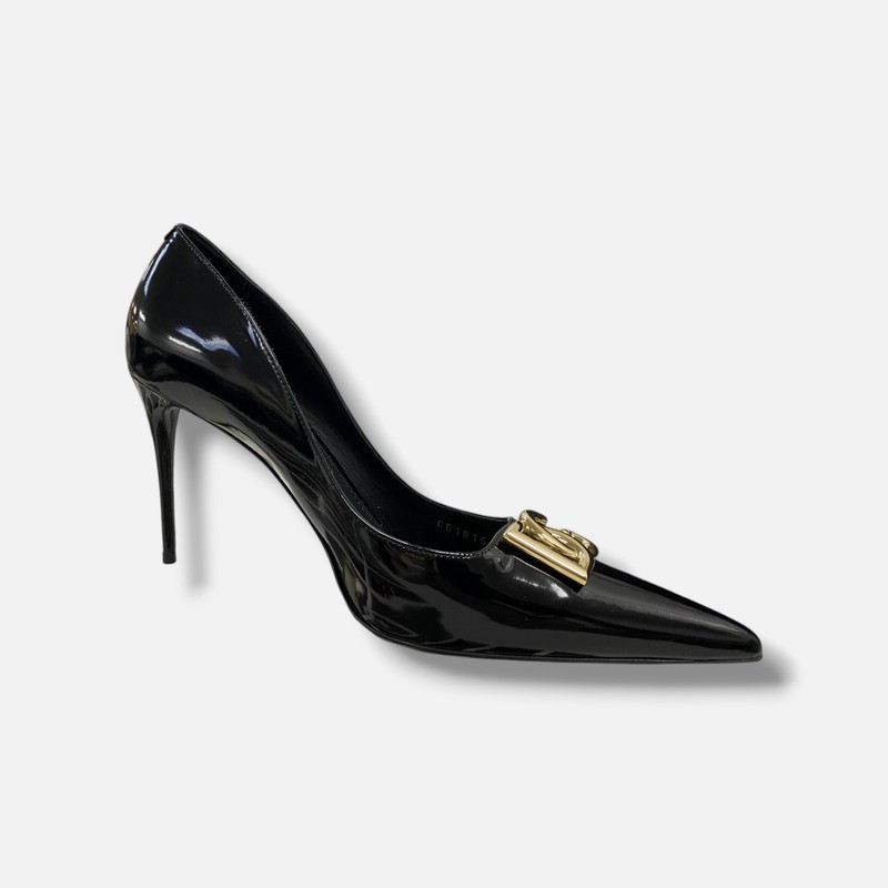 Dolce&Gabbana Women’s Black Logo-Lettering Leather Pumps Shoes Size EU:41 US:11