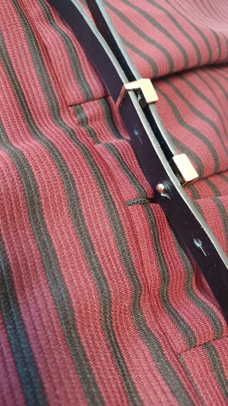 iZ Byer Sleeveless Dress Size 7 Wine Red & Black Stripe Fit & Flare W/Pockets gallery