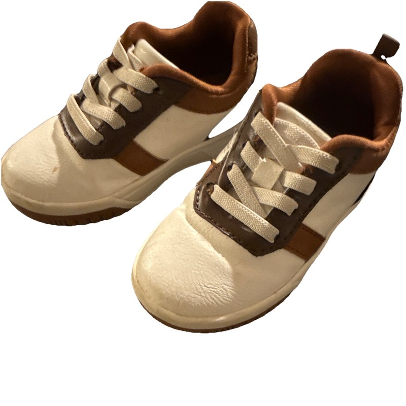 Kenneth Cole Unisex Kids White/Brown Colorblock Lace-Up Sneakers US 6 UK 5 gallery