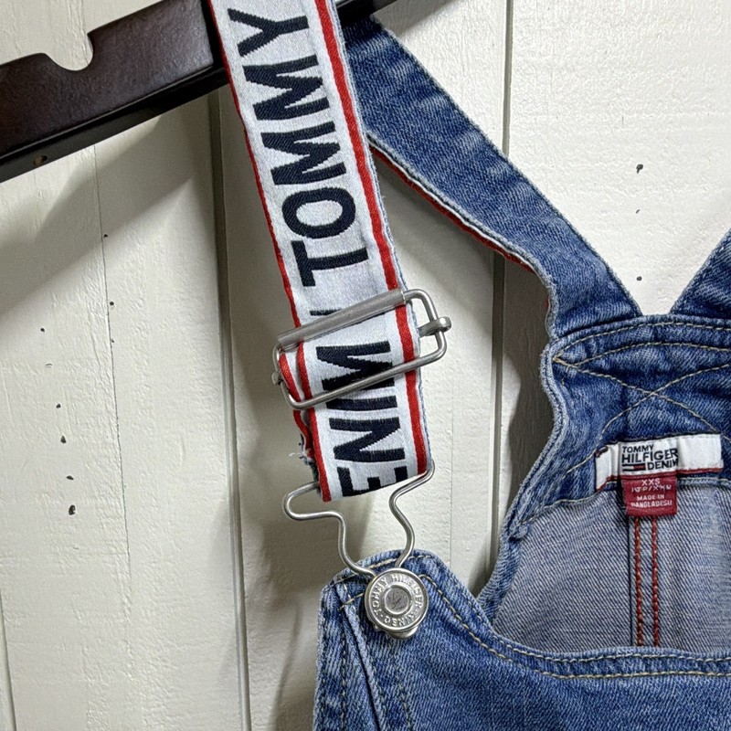 Tommy Hilfiger Denim Blue Solid Overall Pinafore Dress XXS Sleeveless Pockets gallery