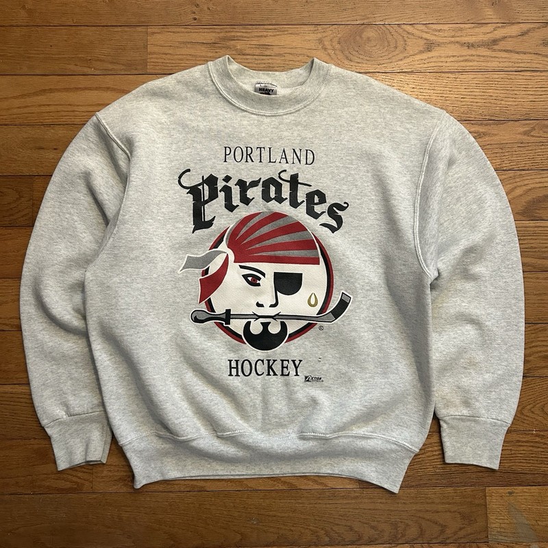 Vintage 90s Portland Maine Pirates Hockey Fleece Sweatshirt Large