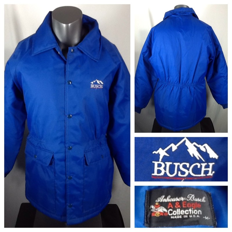 Vintage 80s Anheuser Busch Beer Nylon Snap Up Jacket Men’s Size (Medium) USA