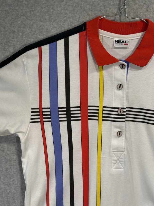 Head Sportswear VTG 90s Abstract Graphic Polo Shirt Medium Tennis Golf – READ